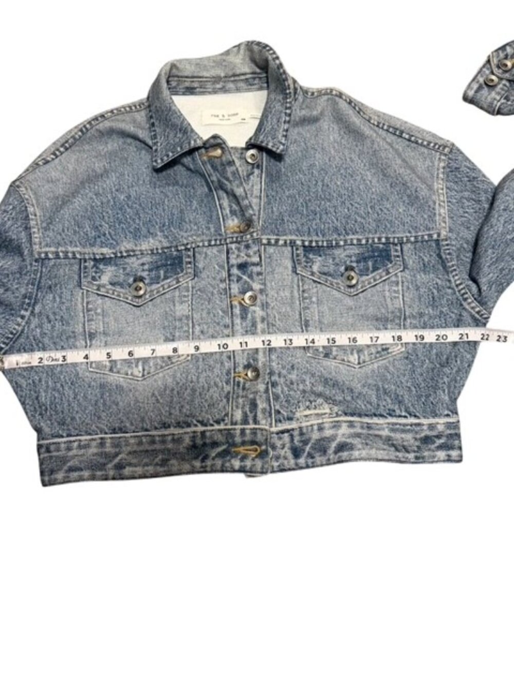 Rag and Bone Miramar Cropped Denim Print Jacket Size Medium - Picture 15 of 16